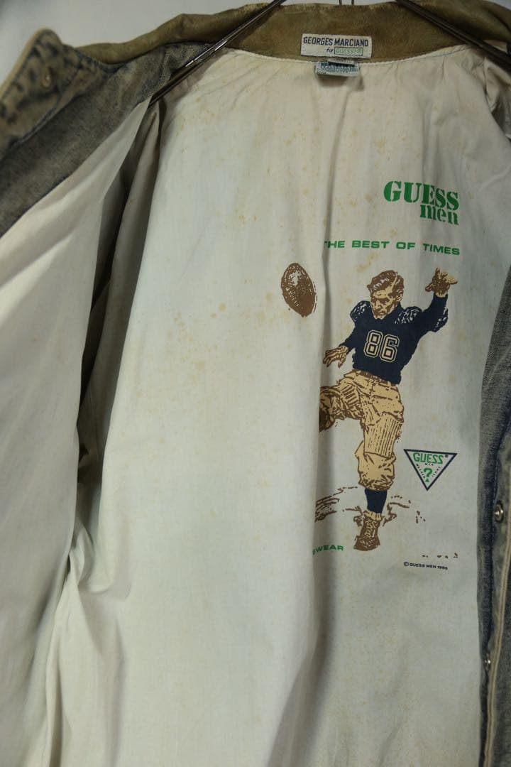 GUESS 1986's デニム×レザージャケットXL バックトゥザフューチャー