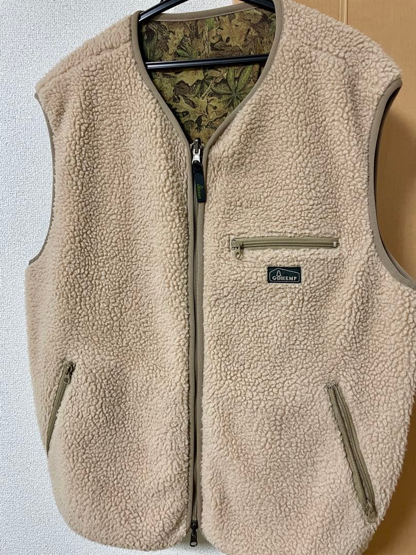 GOHEMP リバーシブルボアベスト GOHEMP ゴーヘンプ｜BROWN LODGE VEST (クラウドブルー)(ボアフリース