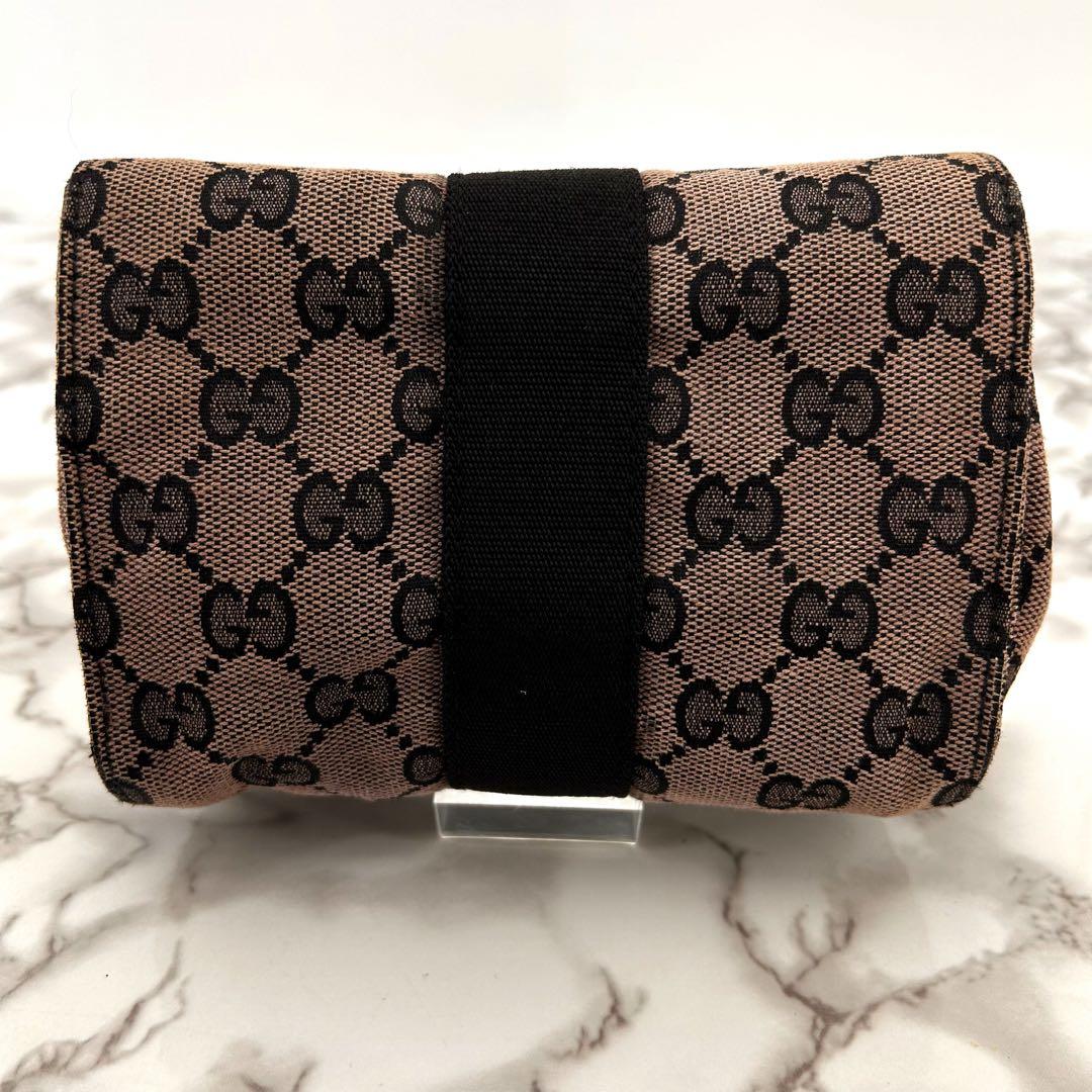 GUCCI グッチ GGキャンバス ポーチ バニティ ブラック ベージュ - メルカリ