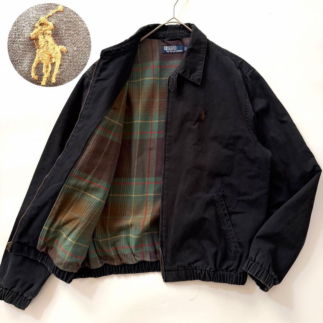 90s ポロラルフローレン スウィングトップ チンスト 裏地チェック L 黒 90s ポロラルフローレン スウィングトップ チンスト 裏地チェック M 紺
