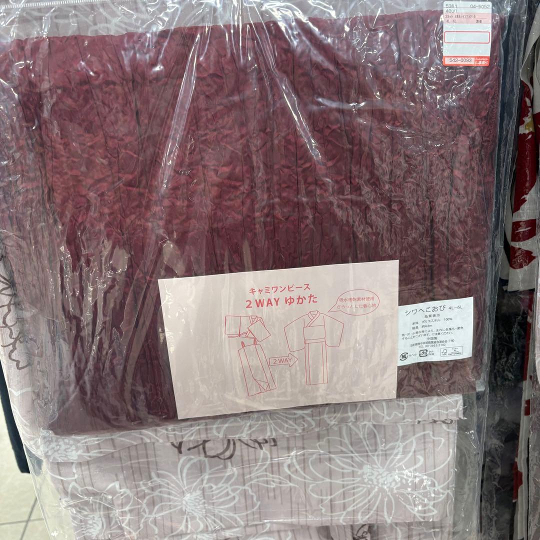 しまむら Hina 浴衣 ラインフラワー ワンピース 大きいサイズ4L〜6L