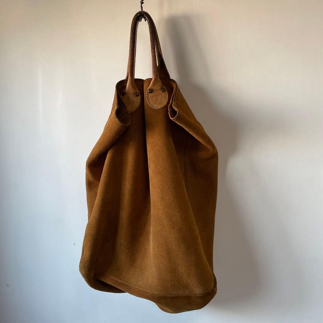 バッグ Vintage 80s Brookstone leather tote bag Vintage Brookstone Suede Leather Tote Bag / Large Distressed