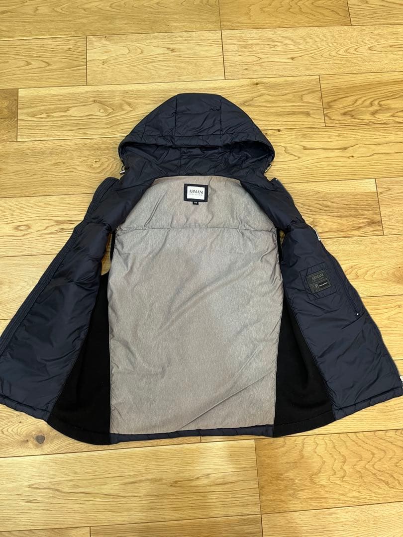 アルマーニ コレツィオーニ ダウンベスト ネイビー フード付き 美品