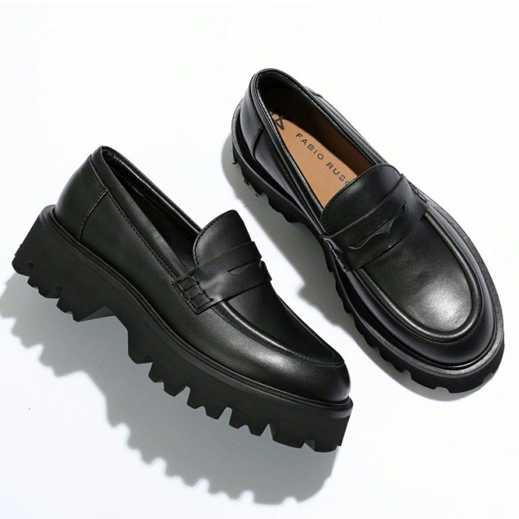 【美品】FABIO RUSCONI　本革　ローファー　厚底　チャンキーヒール　黒 楽天市場】ファビオルスコーニ fabio rusconi ローファー 厚底 RC4965