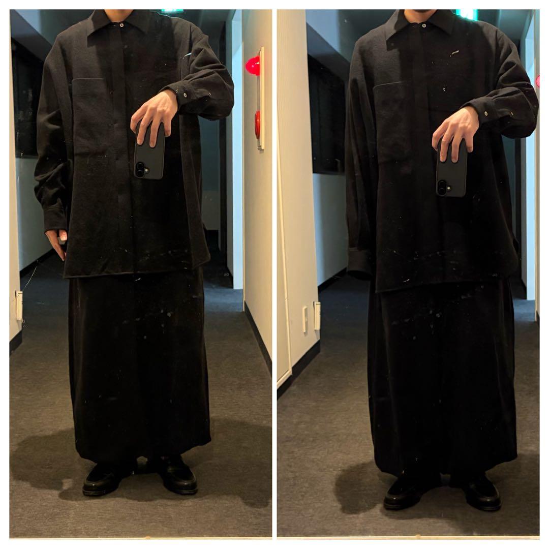 新品未使用】MBハイエンド尾州 2/48ウールガーゼシアーシャツ ブラック