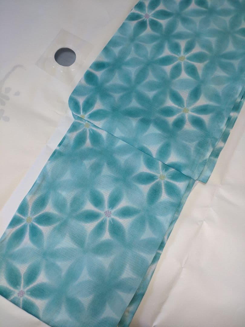 新品未使用　浴衣　雪花絞り調　ターコイズブルー　高級浴衣　夏着物 浴衣 レディース 30代 40代 50代 60代 限定 洗える 雪花絞り 調 濃紺