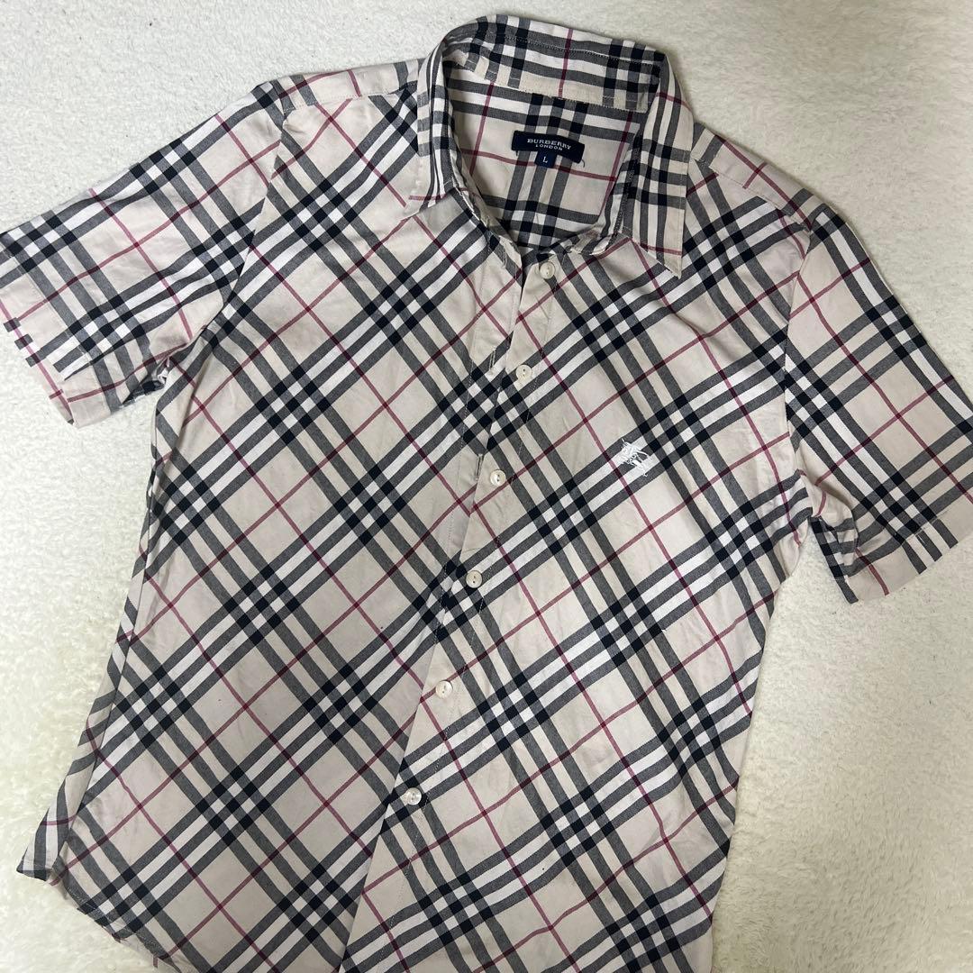 最終値下げ‼️BURBERRY チェック柄 半袖シャツ L - メルカリ