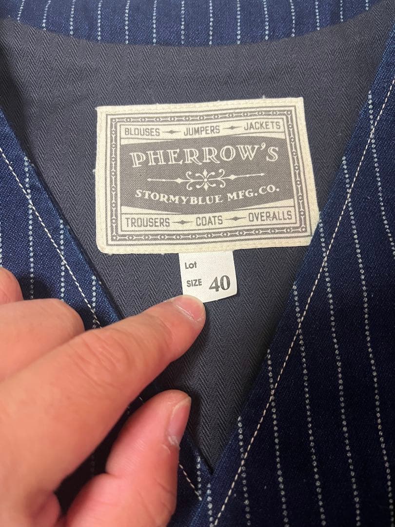 PHERROW'S ストライプ ベスト サイズ40 人気