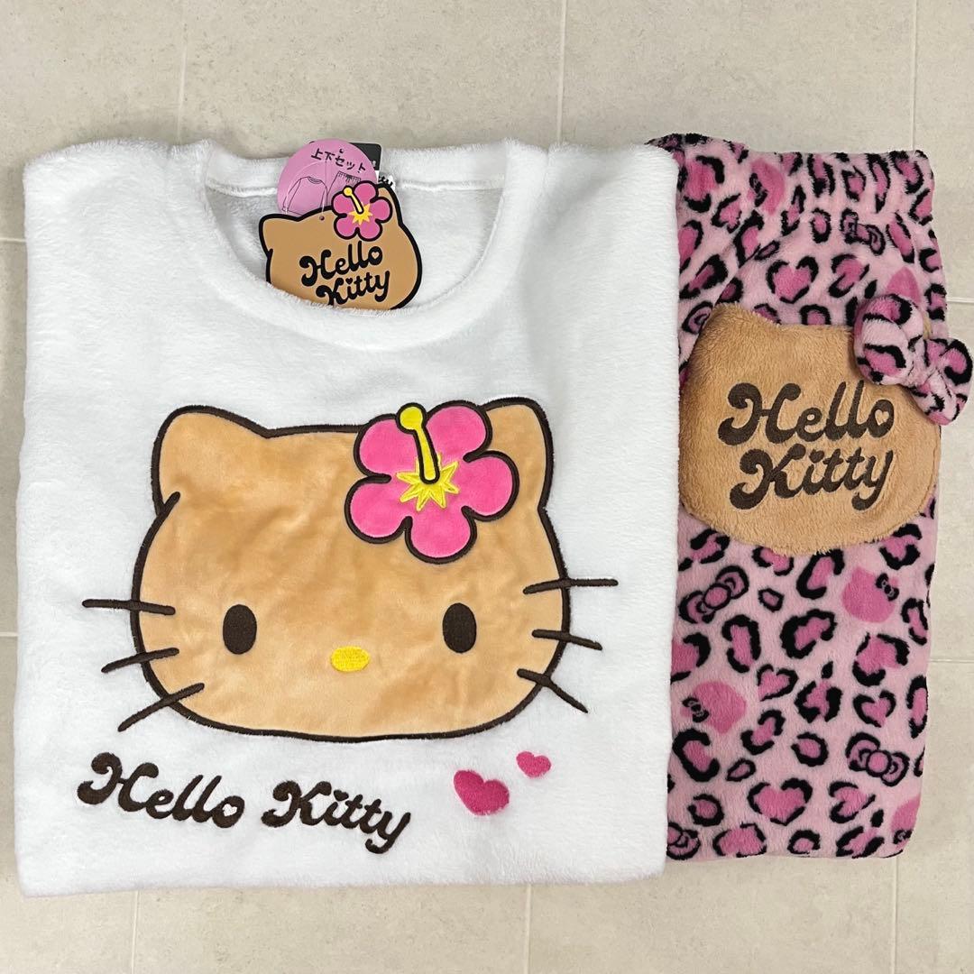 日焼けハローキティ ドンキ限定 ボア上下セット パジャマ ヒョウ柄