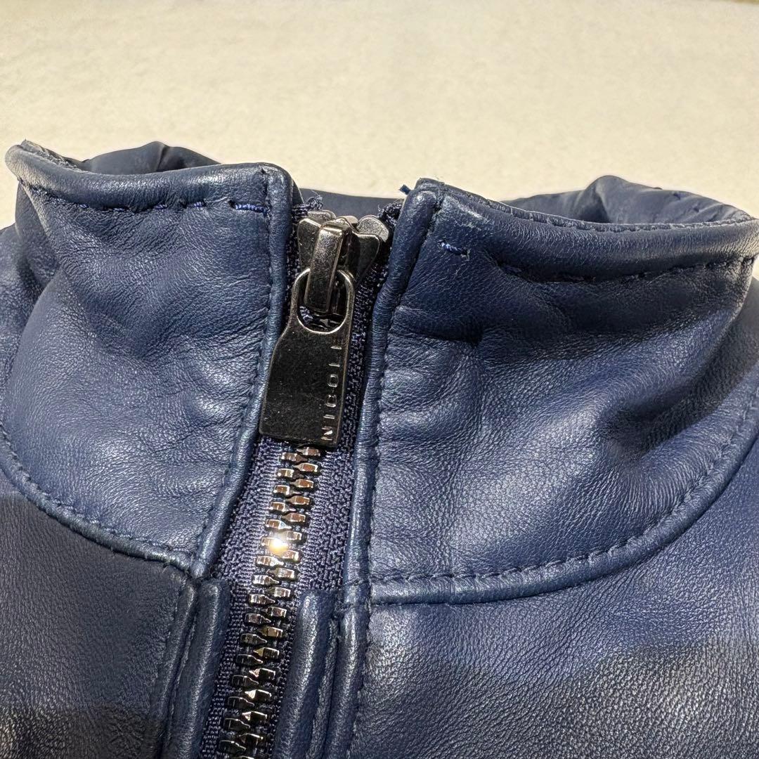Monsieur Nicole ダークブルーレザージャケット サイズ48 NICOLE