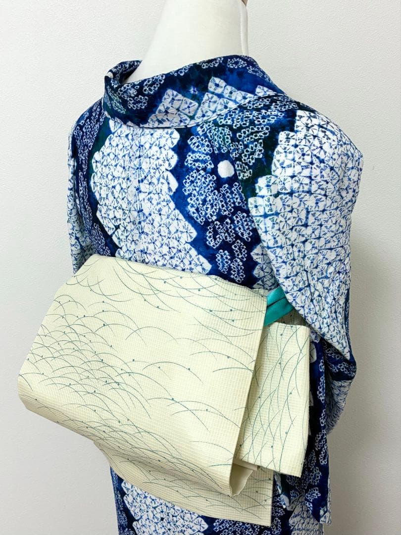 浴衣 有松鳴海絞り 立涌に花 裄67cm - メルカリ