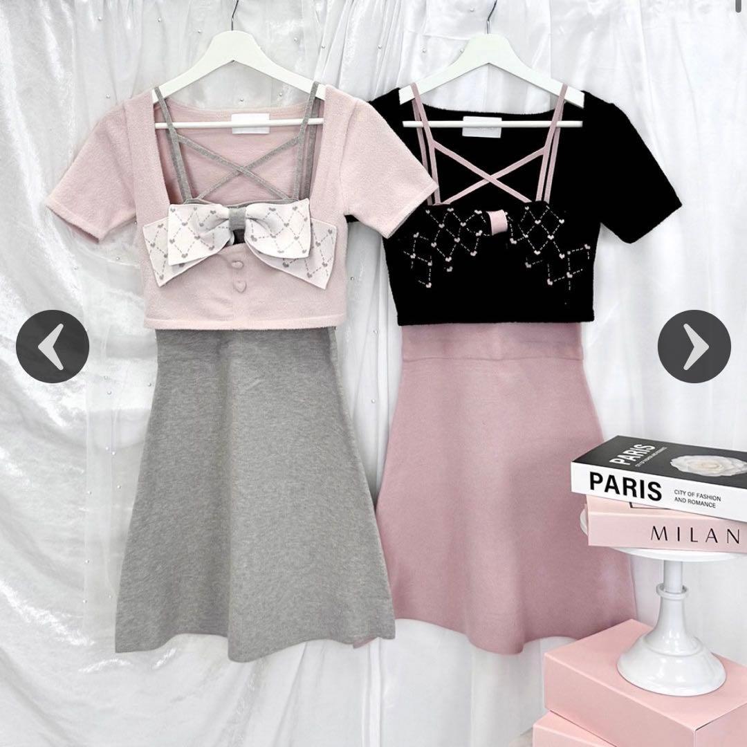 ハニーミュウ HONEY MEW モノグラムリボンアンサンブルワンピース