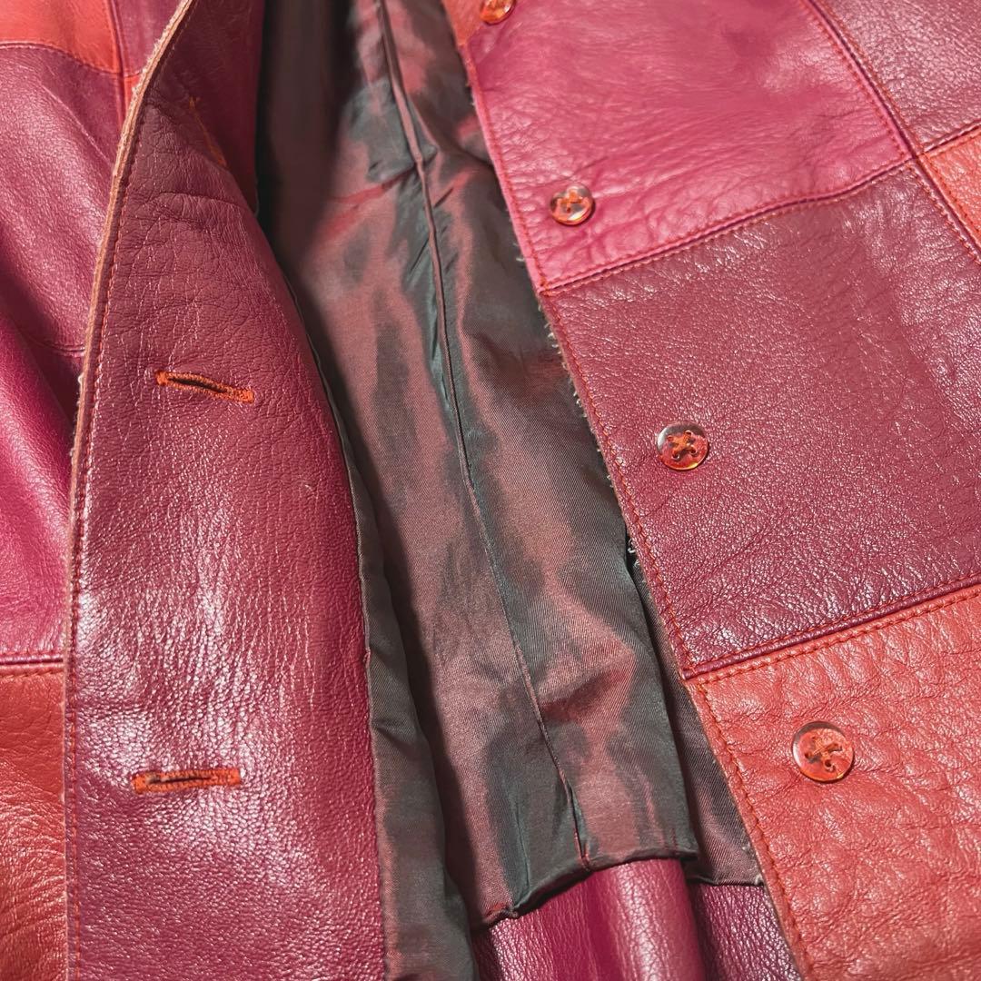 VIVIANTAM ビビアンタム 羊革 パッチワークレザージャケット 赤サイズ0