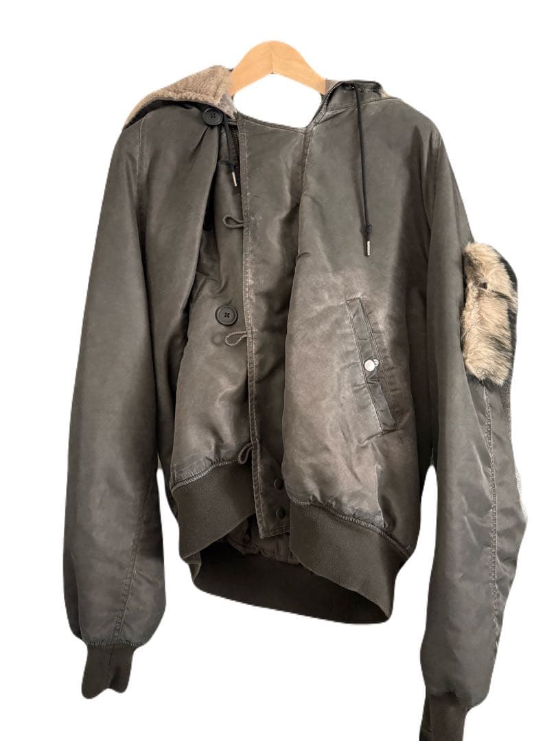 GRANCY ファーポケットデザインフェードN2Bジャケット ブラウン M