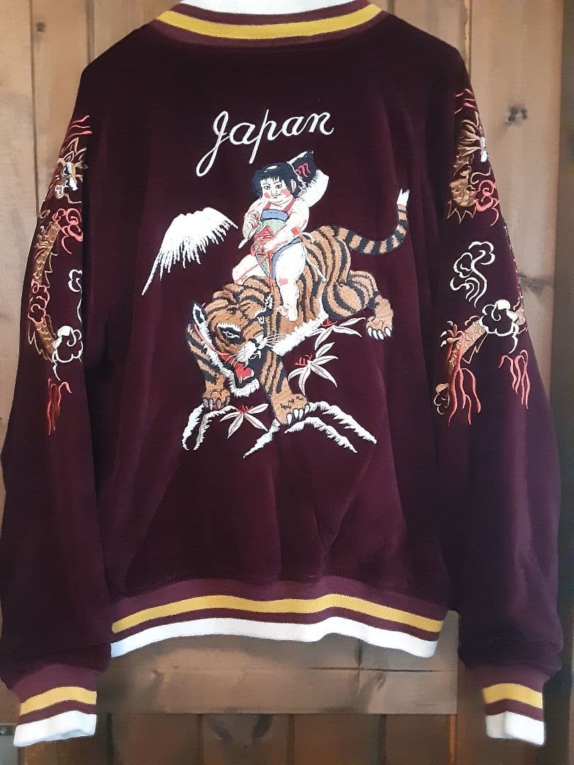 希少】 HOUSTON 別珍 サテン スカジャン リバーシブル 金太郎 桃太郎