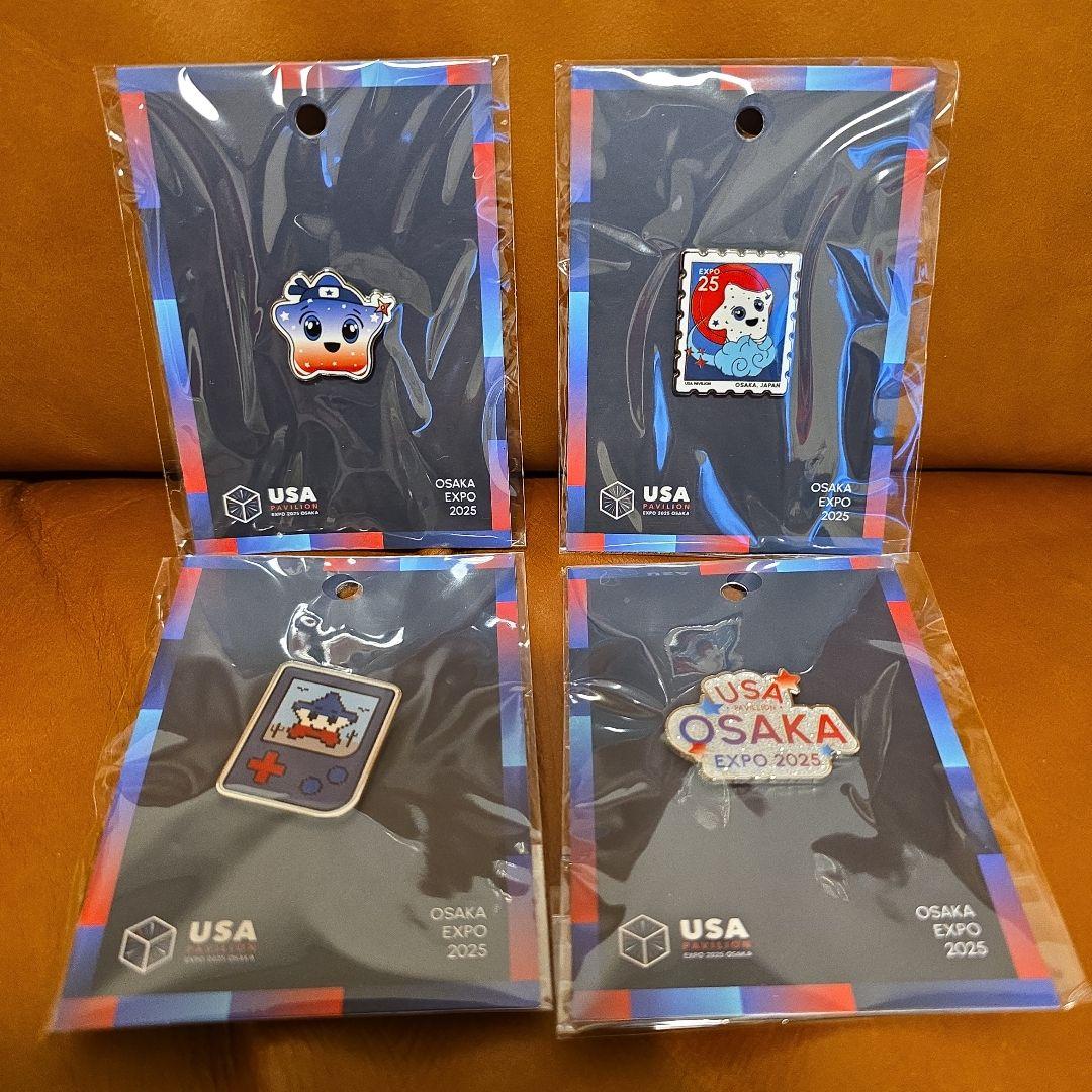 万博アメリカパビリオンピンバッジ 4個 万博限定アメリカ館ピンバッチ