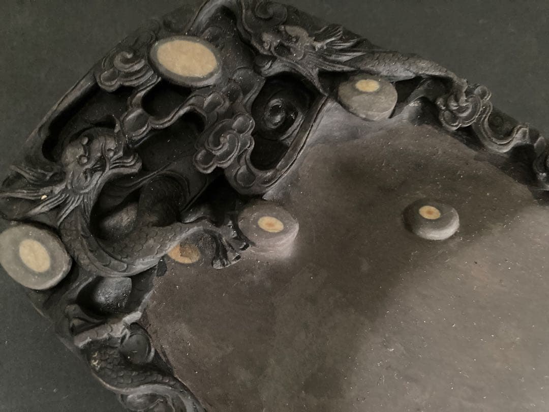 中国端渓硯 眼柱 石眼 龍雲刻 骨董品 中国四大名硯 - メルカリ