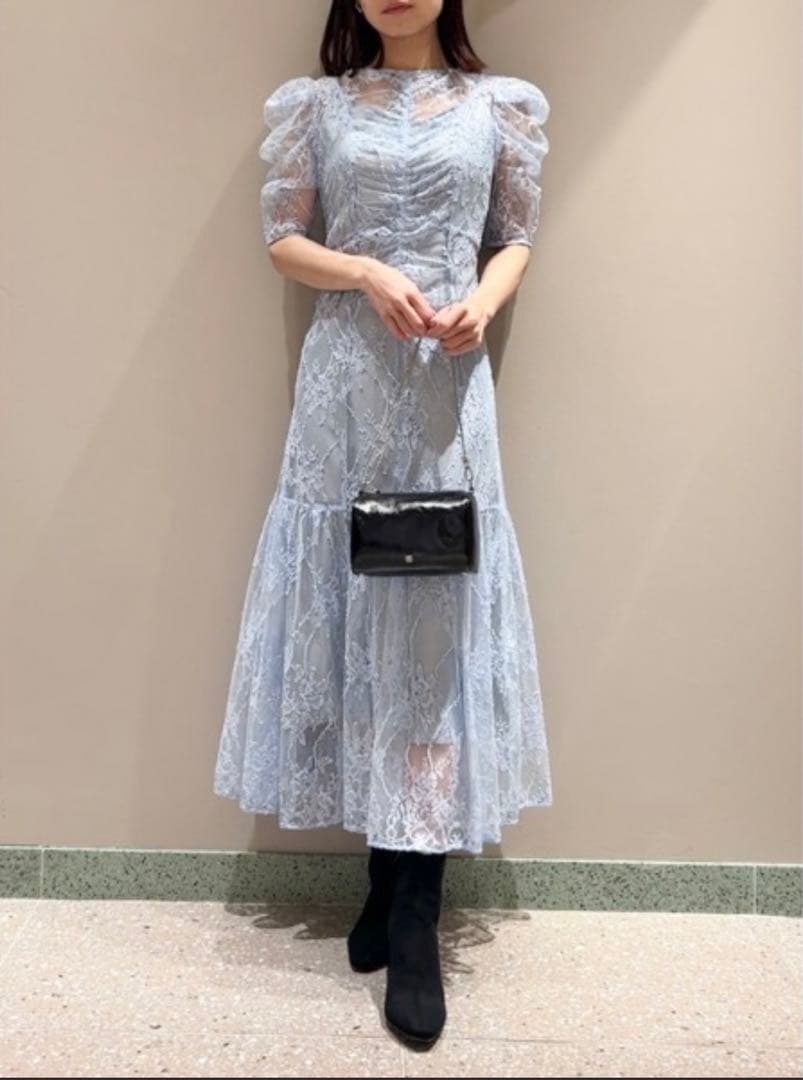 SNIDEL パフレース ドレス ブルー 結婚式 - メルカリ