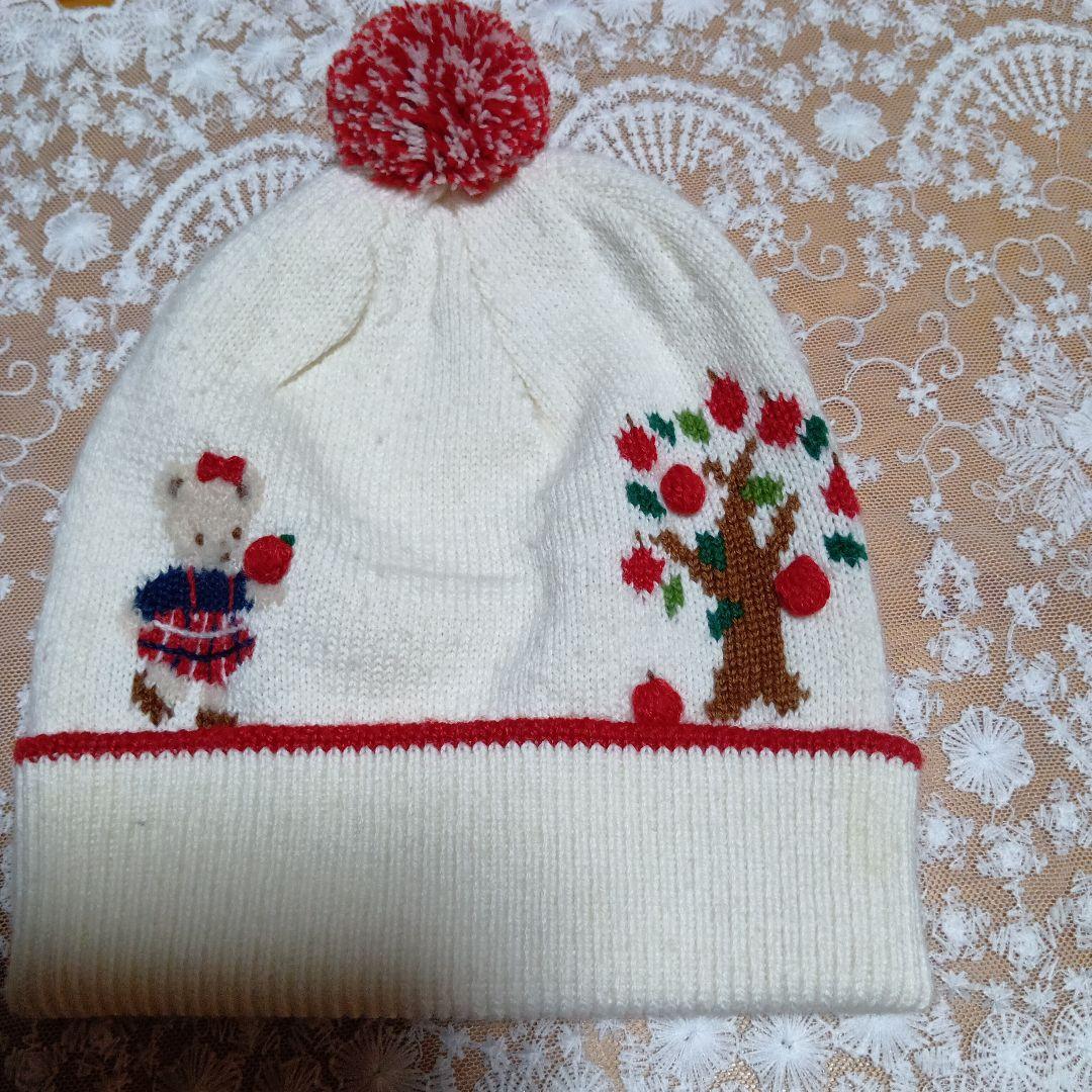 ♥ファミリア♥リアちゃんとリンゴ刺繍のニット帽と手袋セット サイズ