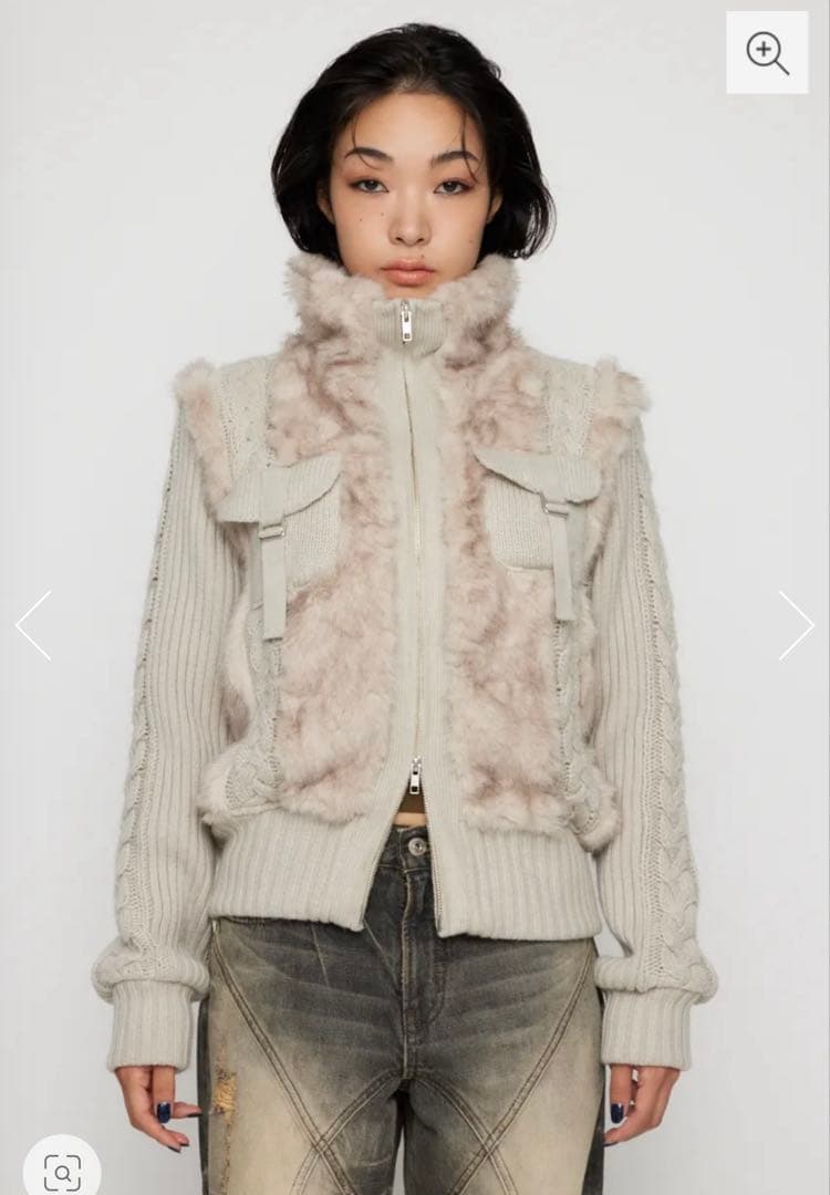 ラグアジェムLAGUA GEM CABLE KNIT FAUX FUR ブルゾン - メルカリ