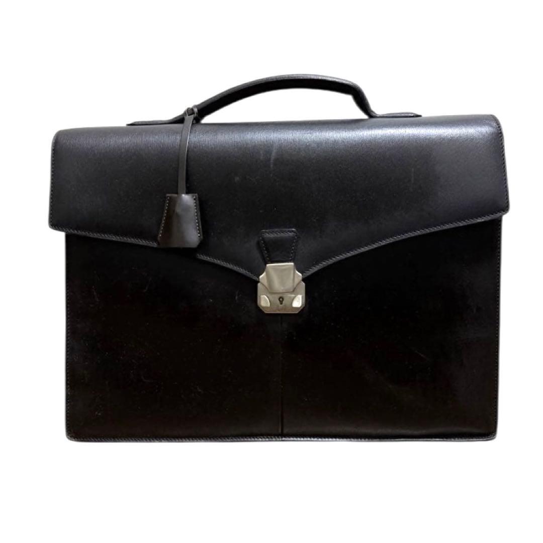 K*9様 伊製 至高DUNHILL 美品ダンヒルレザー ビジネスバッグ 黒 クロ ダンヒル dunhill ビジネスバッグ メンズ ブリーフケース ボストン