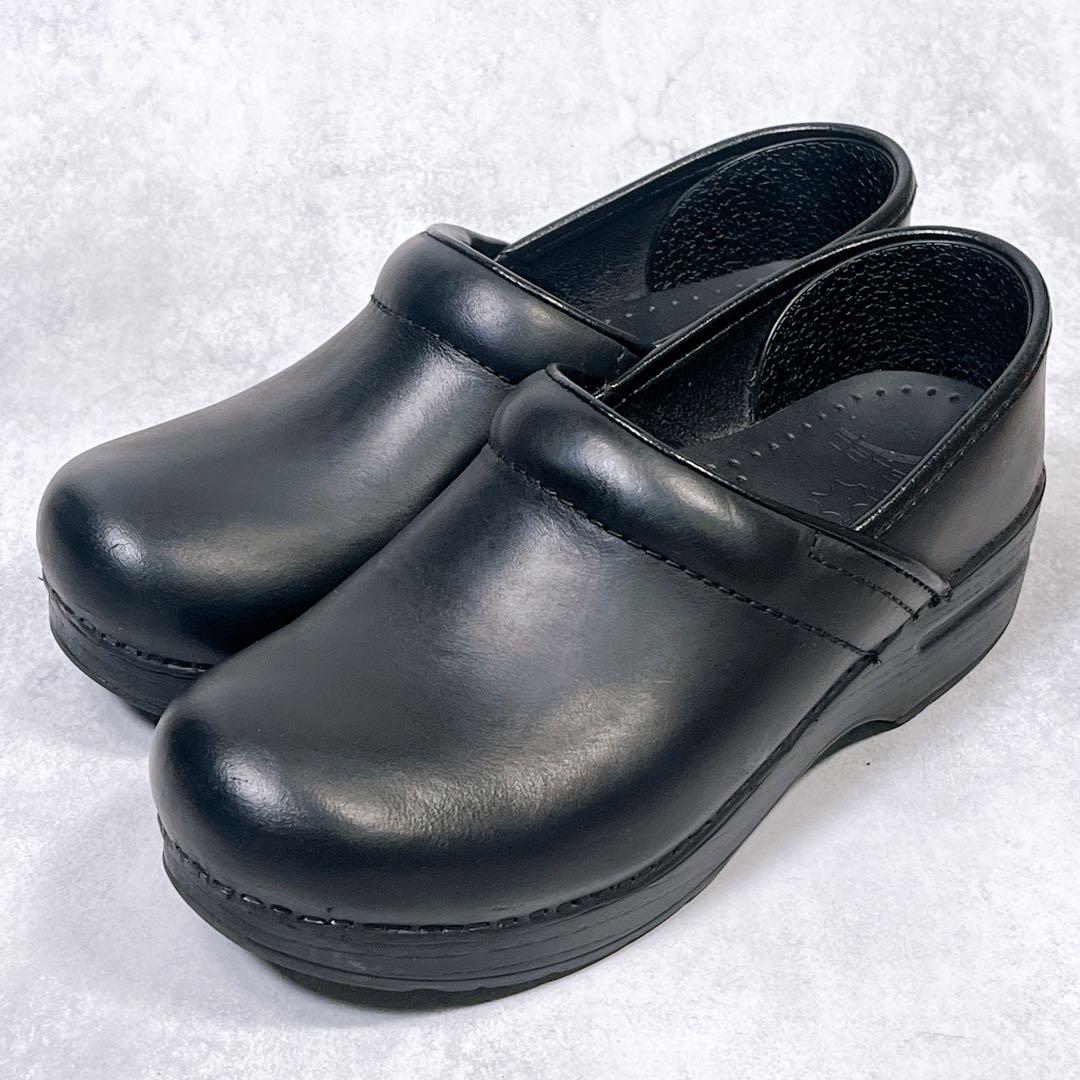 ☆美品☆【ダンスコ】サボサンダル (37) プロフェッショナル 厚底 レザー　黒 ダンスコ プロフェッショナル Dansko Professional クロッグス サボ