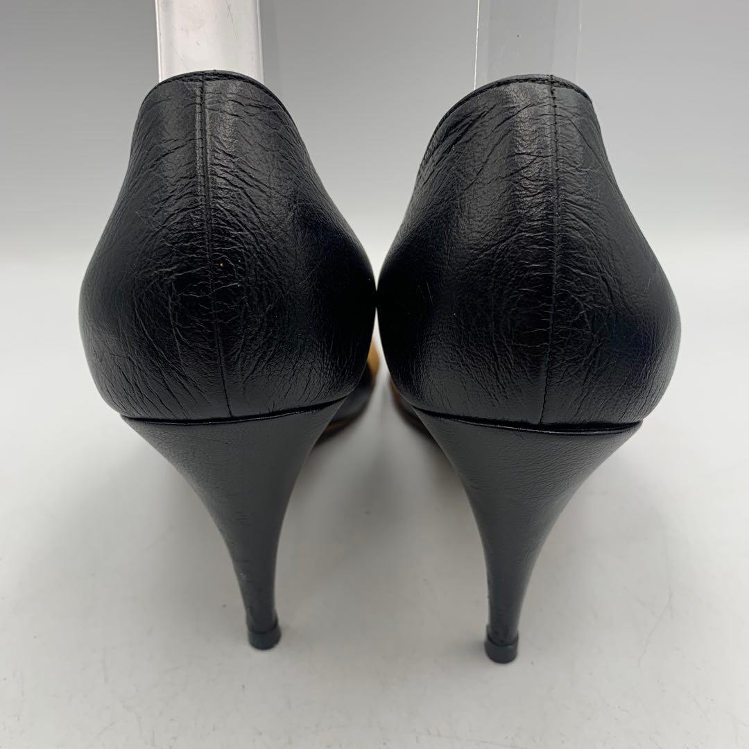 V945 シャネル パンプス 38.5 約 24.5cm ベージュ ブラック