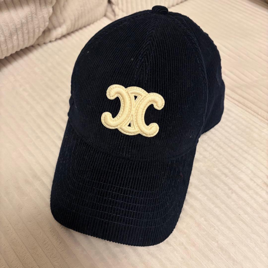 よ*ば様 CELINE セリーヌ　トリオンフベースボールキャップコーデュロイ　M CELINE（セリーヌ） トリオンフ ベースボールキャップ コーデュロイ