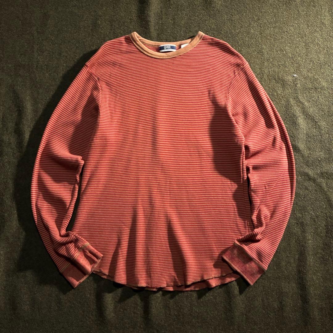 00s OLD GAP マルチボーダー　コットン　ワッフル　サーマル　ロングT 00s OLD GAP マルチボーダー コットン ワッフル サーマル ロングT