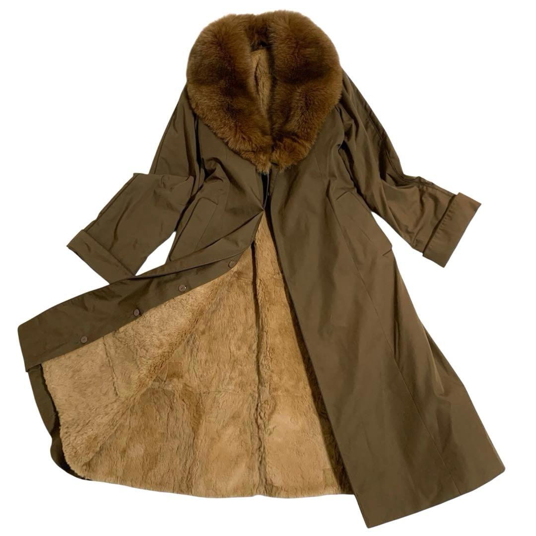 リアルファー ロングコート 毛皮ライナー付き 茶色 ブラウン モッズ