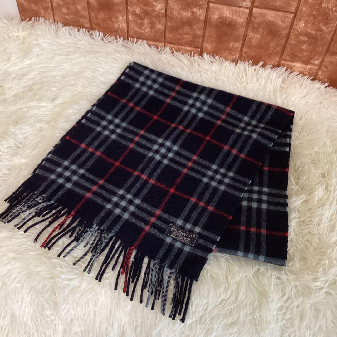 Burberry バーバリーズ カシミヤ マフラー ネイビー ノバチェック