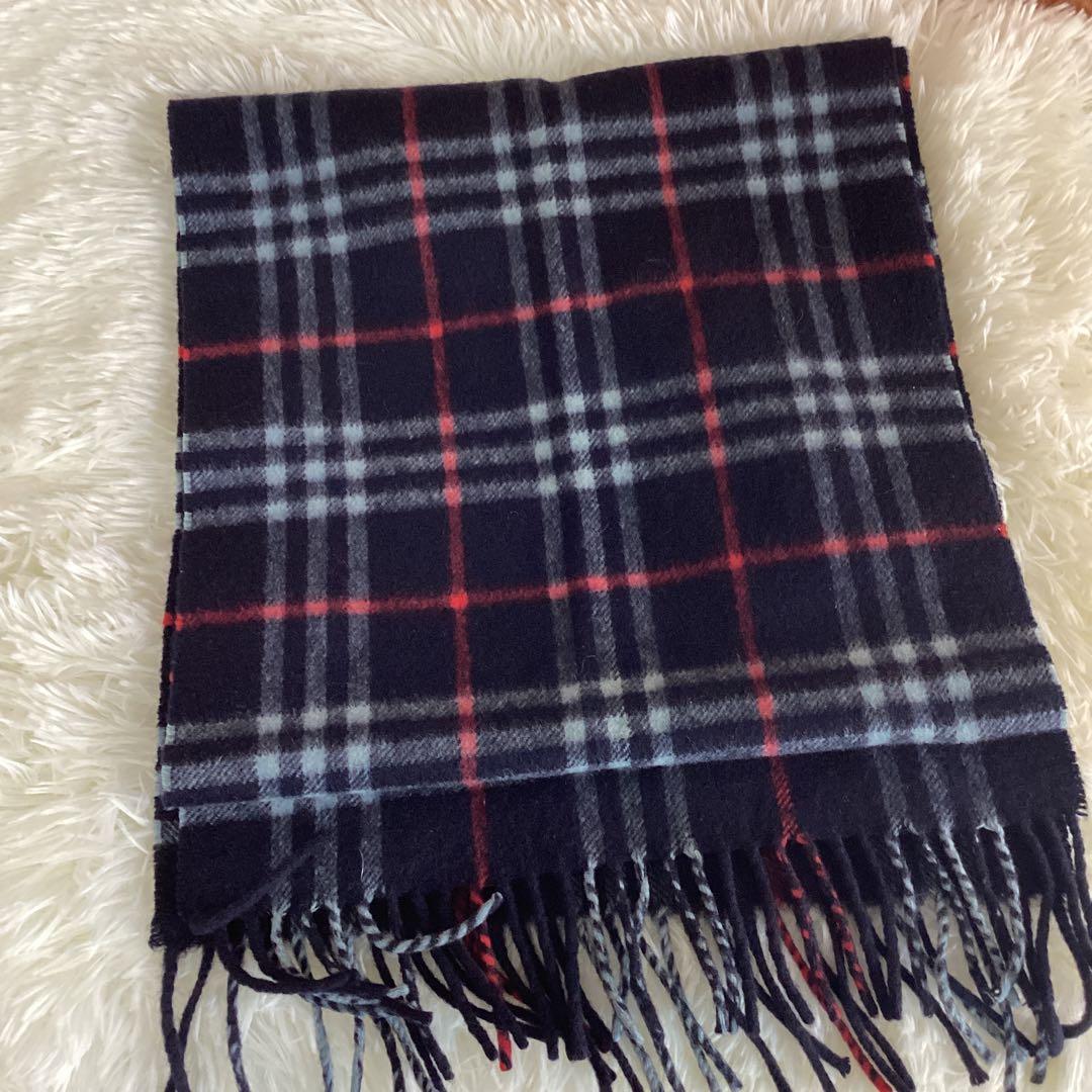 Burberry バーバリーズ カシミヤ マフラー ネイビー ノバチェック