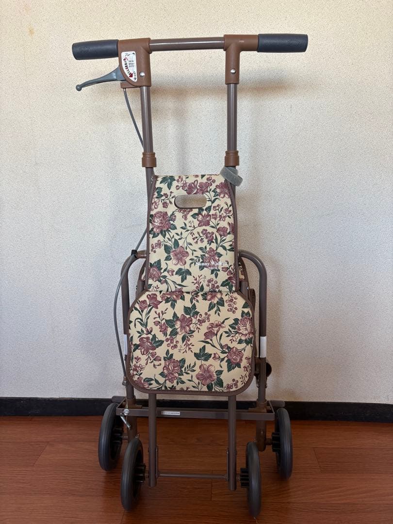 花柄クッション付きシルバーカー　美品　ほぼ使用なし パレード 花柄BK ｜ シルバーカー・歩行器,シルバーカー(手押し車