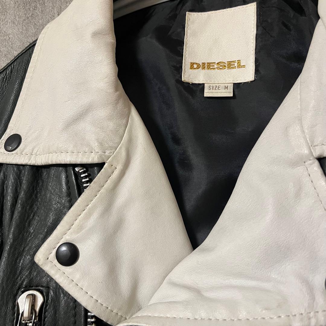 Y2K DIESEL 00s ムートン レザー ダブルライダースジャケット 短丈