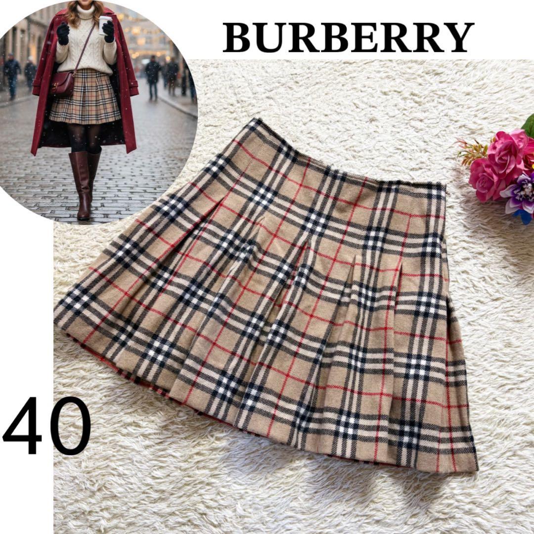 希少サイズ バーバリー ロンドン ウール ノバチェック スカート 40