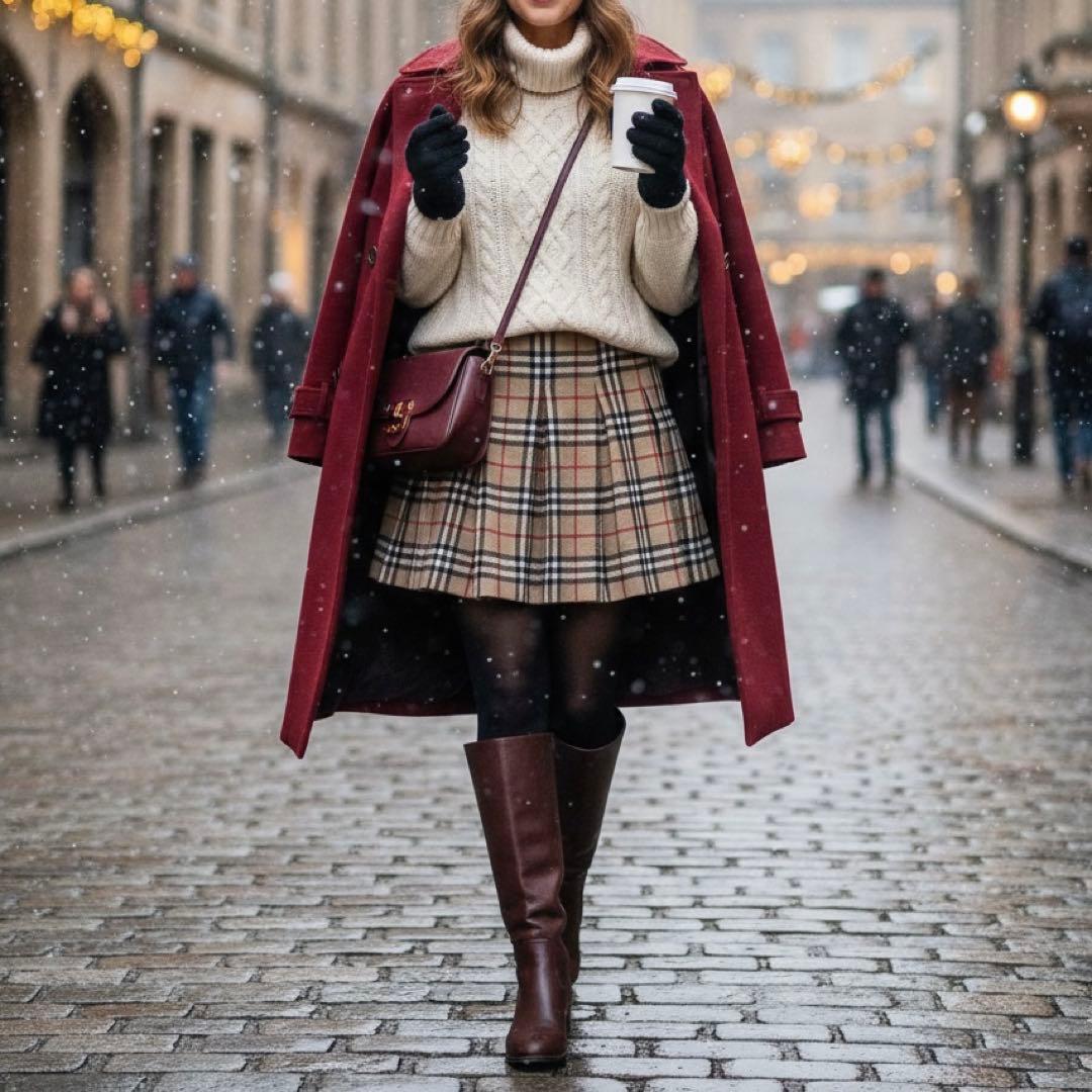 希少サイズ バーバリー ロンドン ウール ノバチェック スカート 40