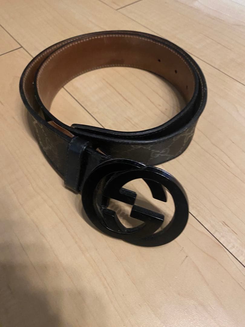 GUCCI GG インプリメ　インターロッキン　ブラック レザーベルト 美品 GUCCI（グッチ） 並行輸入 ベルト インターロッキングG 598092 DT90X