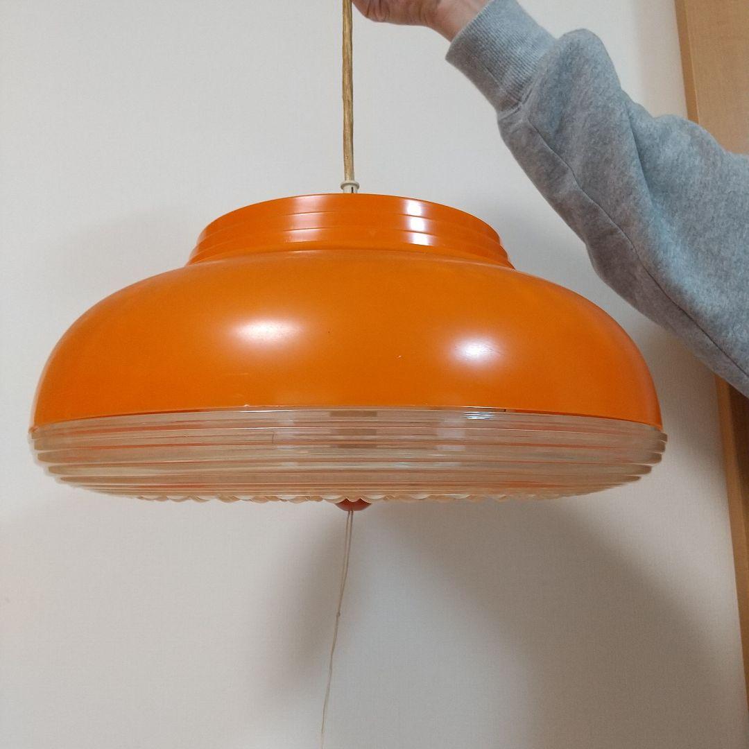 昭和レトロポップ、照明器具、ナショナル、オレンジ、蛍光灯付き、3/18