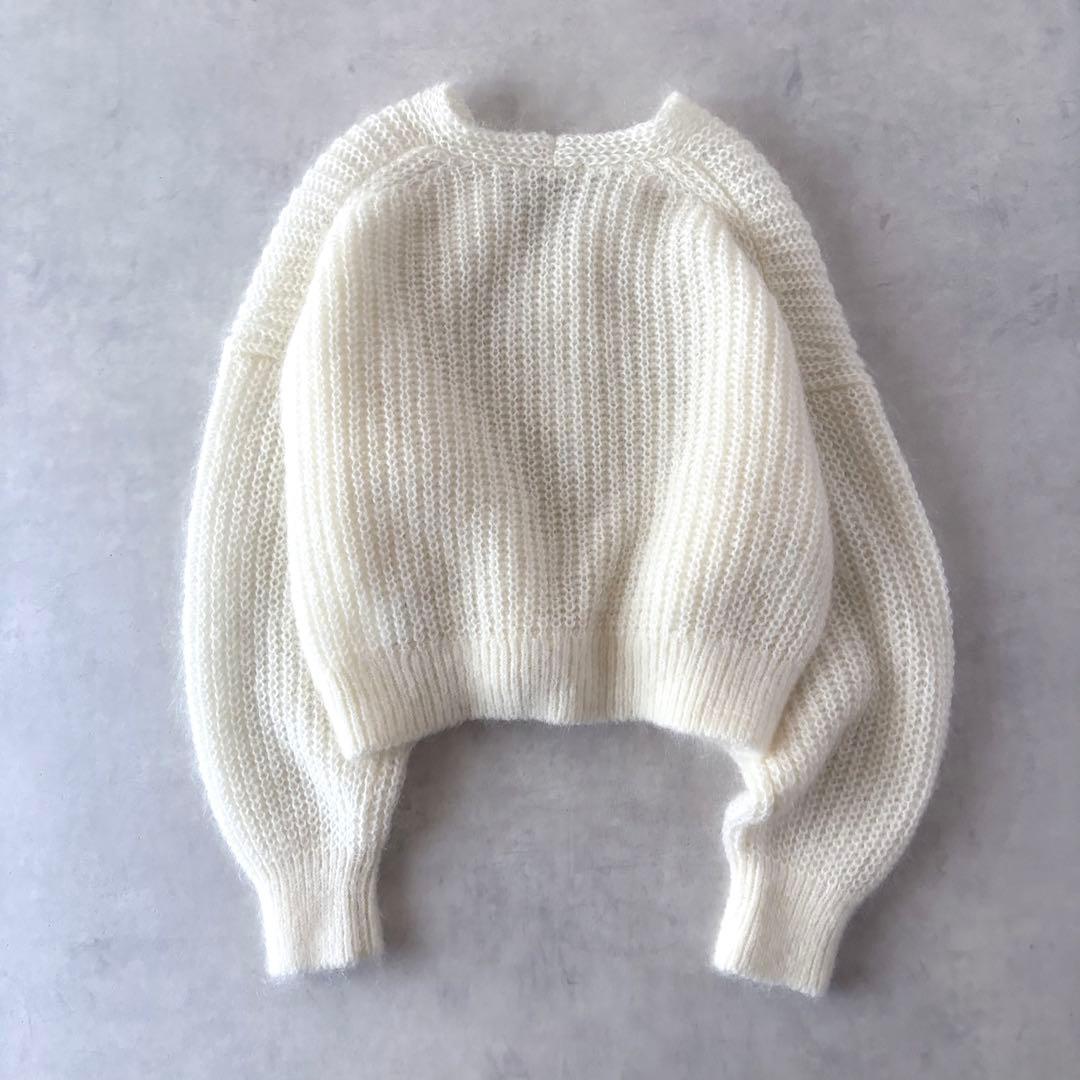 極美品 プラージュ キッドモヘヤMix カタアゼ Vネック プルオーバー