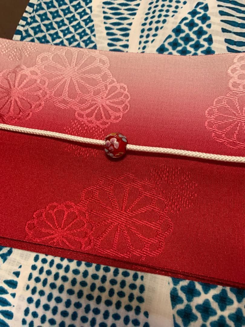 画像の帯の色違い 赤グラデ 帯付き◇◇ノー皺加工最高級カルキュロ