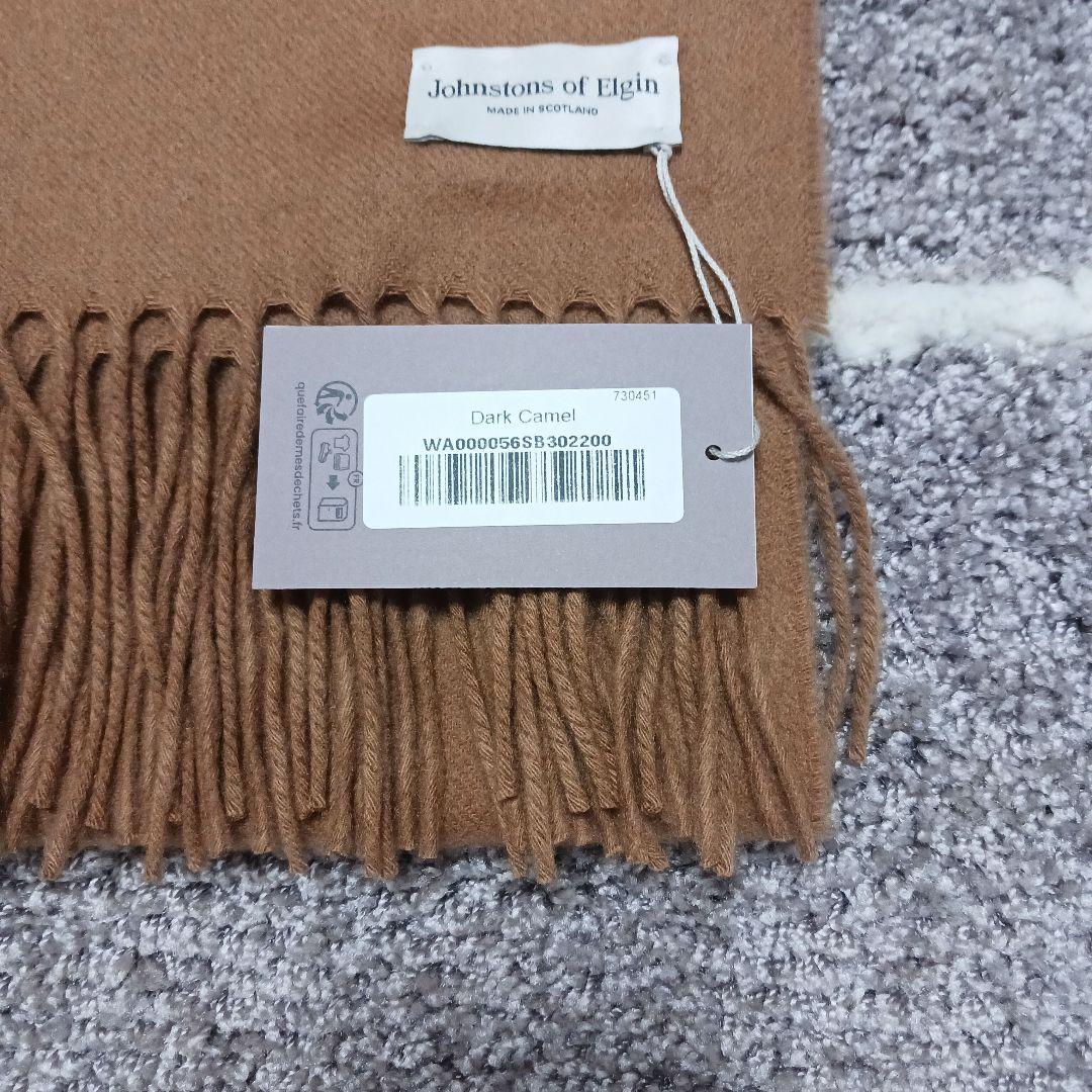 新品未使用】ジョンストンズ 大判ストール カシミヤ100 ダークキャメル