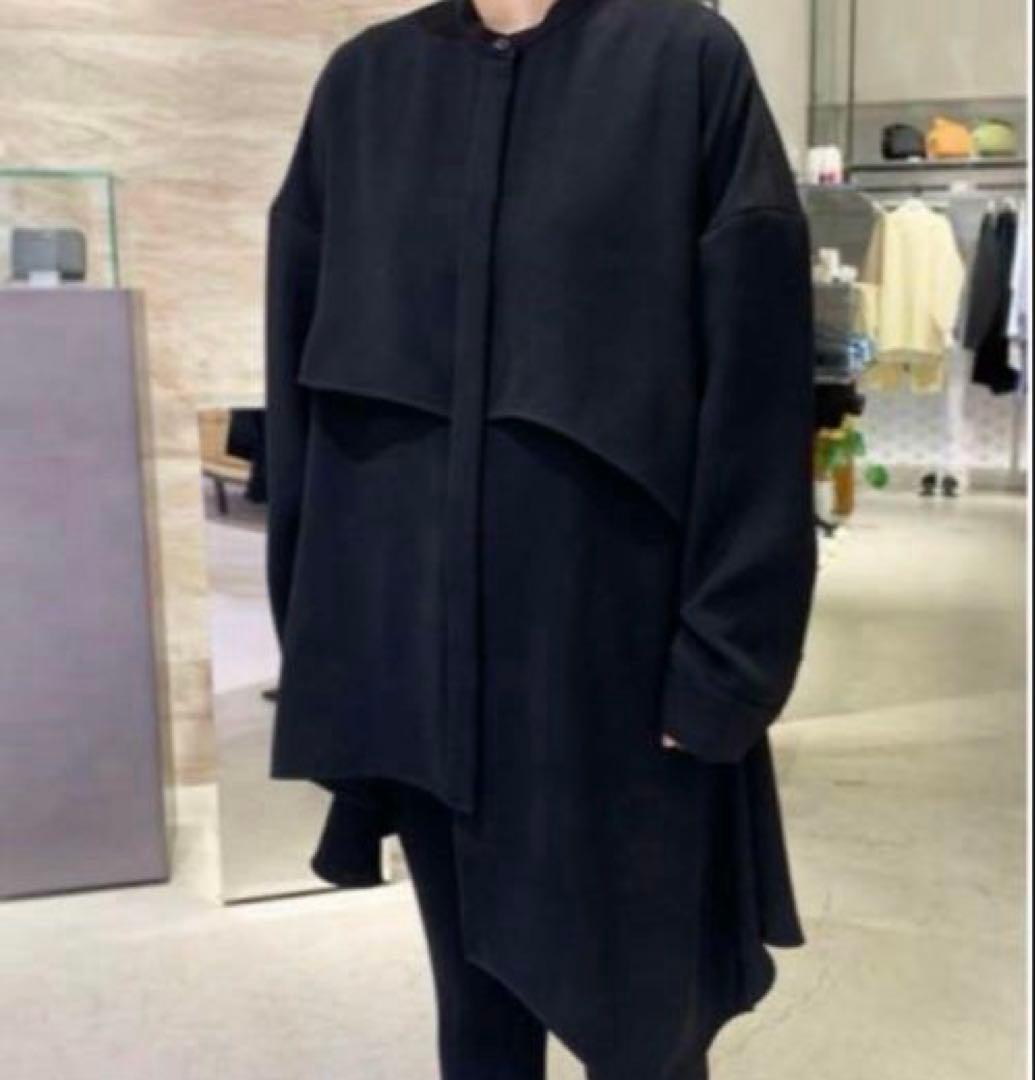 ENFOLD エンフォルド PEツイル フレアシャツ ブラウス ブラック 38 ENFOLD エンフォルド PEツイル フレアシャツ ブラウス ブラック 38