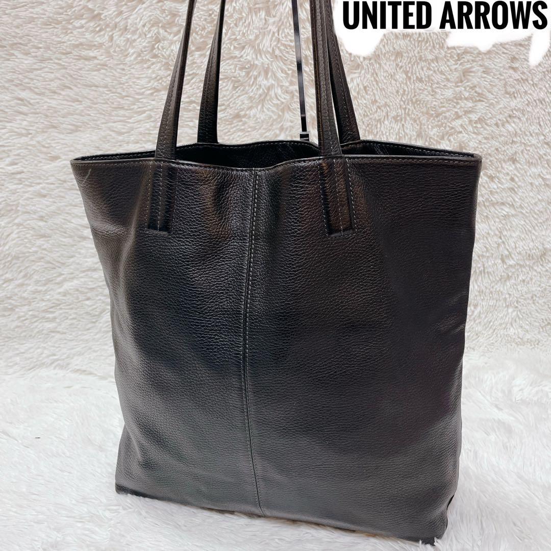 ユナイテッドアローズ　トートバッグ　リアルレザー　ブラック　大容量　男女兼用 UNITED ARROWS（ユナイテッドアローズ） トートバッグ レザー トート