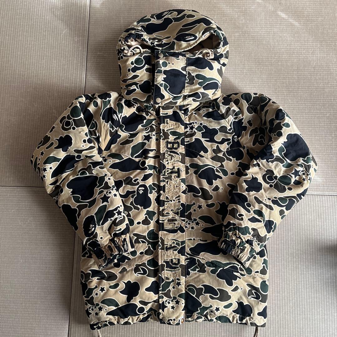 A BATHING APE迷彩柄フード付きダウンジャケット　メンズ　S A BATHING APE（アベイシングエイプ） ダウンジャケット ダウン GORE
