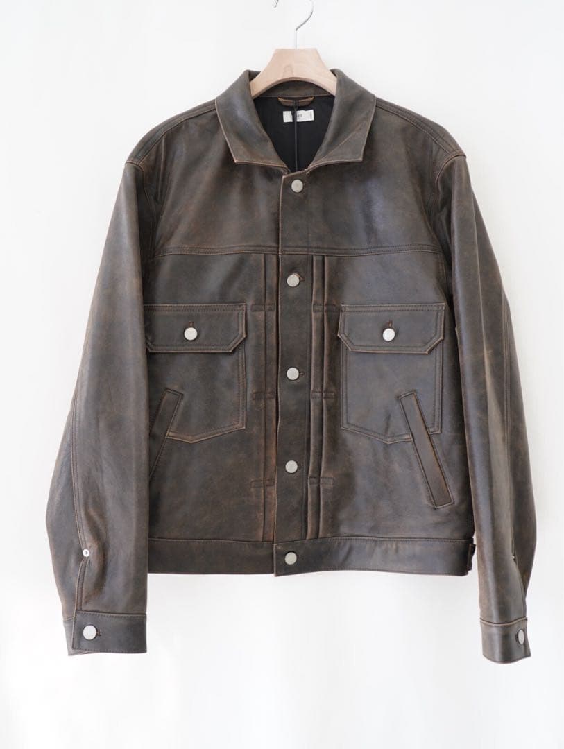 YOKE Cracked Leather Trucker Jacket サイズ3 - メルカリ