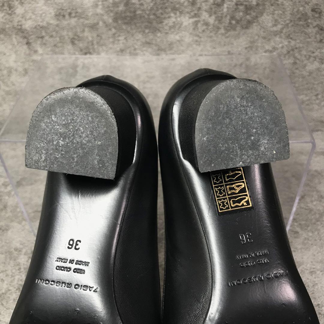 美品 FABIO RUSCONI ポインテッドトゥ パンプス 太ヒール 36 黒 - メルカリ