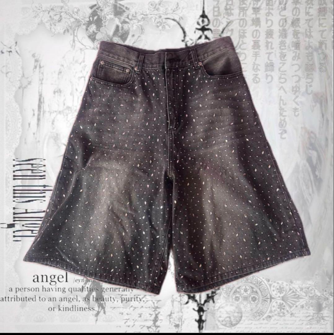 最安値 a2o クリスタルストーンデニムショーツブラック あおばくん
