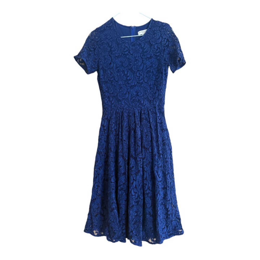 BURBERRY LONDON ネイビー レース 半袖ワンピース - メルカリ