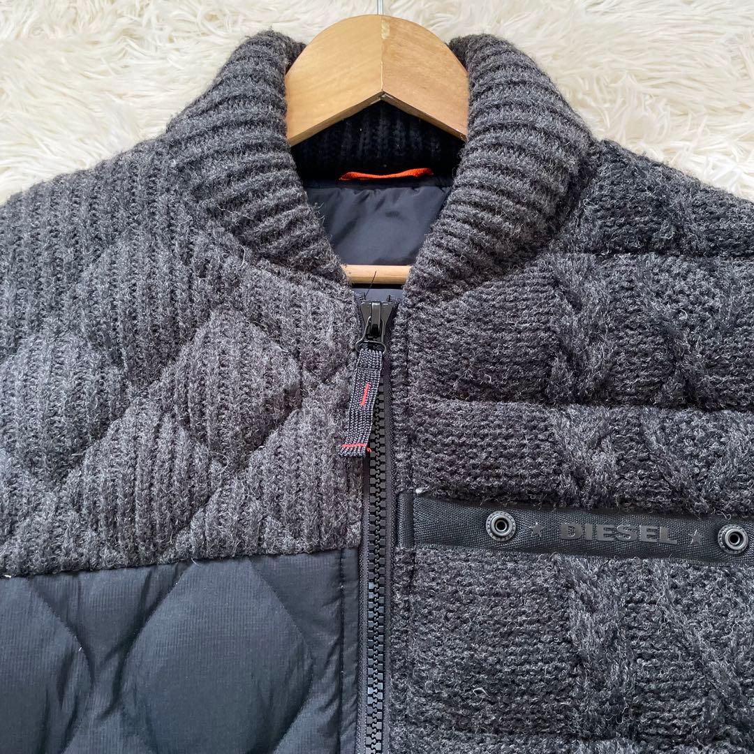 極美品✨ディーゼル ダウンジャケット K-BOOMS ニット切替 黒 L相当