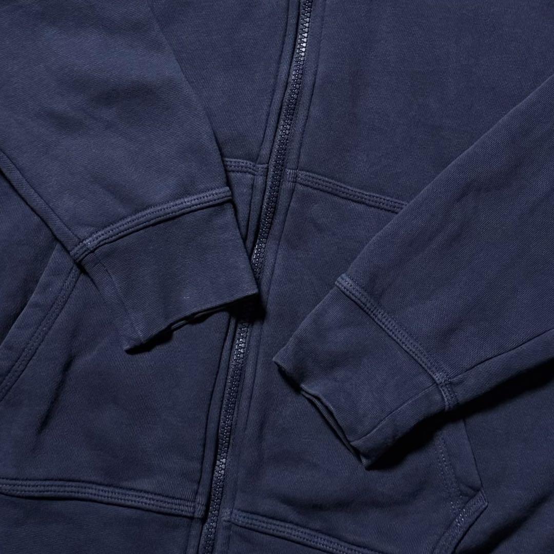 2461 古着NIKEナイキフルジップスウェットパーカー刺繍ロゴ短丈茄子紺